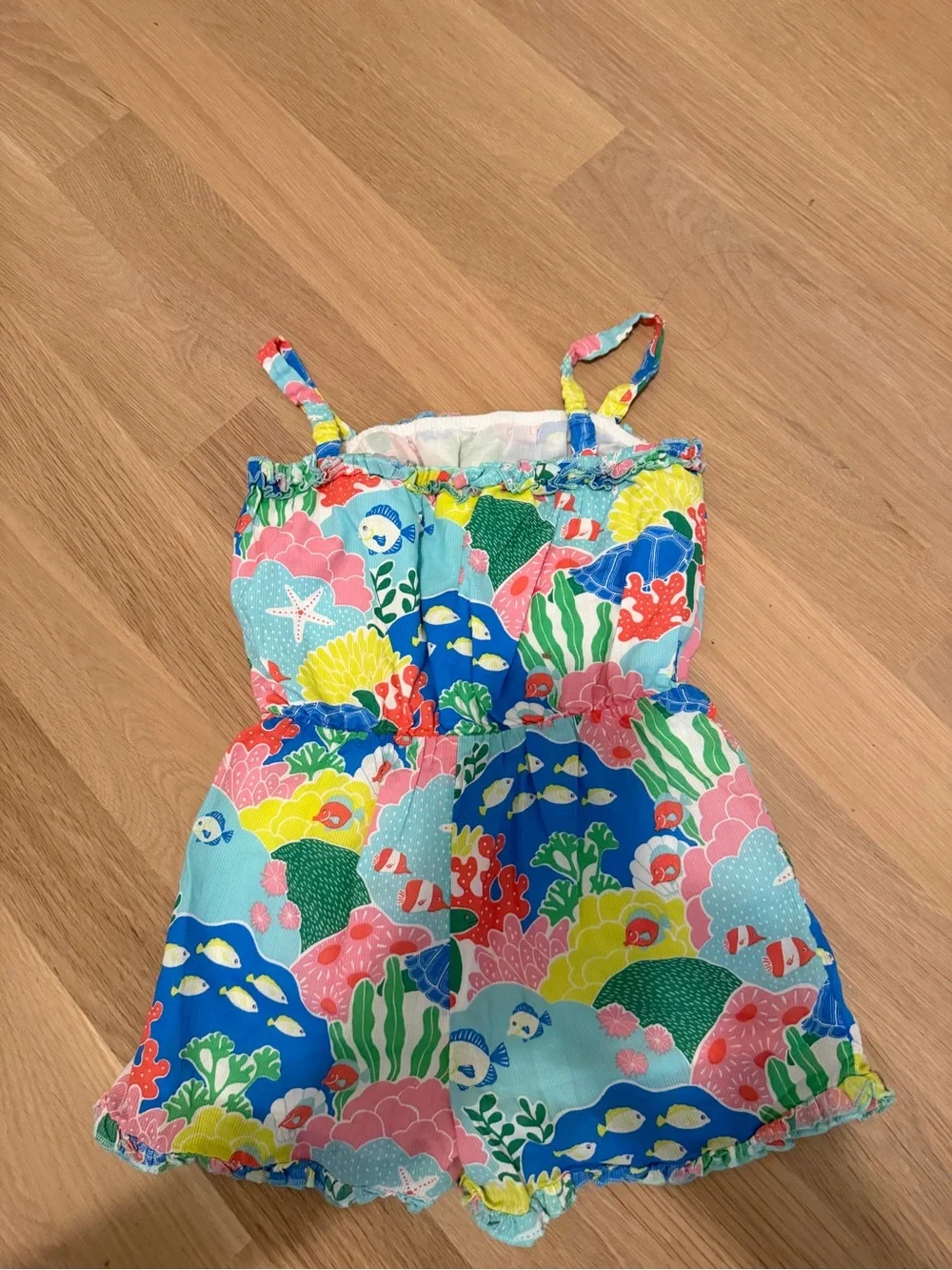 Mini Boden Multicolor Floral & Sea Print Girls' Romper size 8